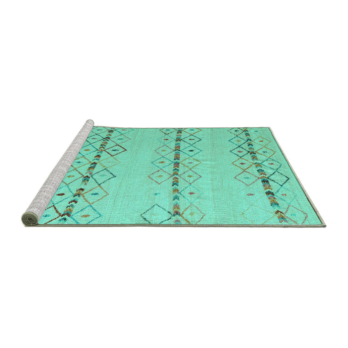 Sideview of Machine Washable Solid Turquoise Modern Area Rugs, wshabs5074turq