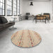 Round Abstract Light Copper Gold Solid Rug in a Office, abs5074