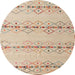 Round Machine Washable Abstract Light Copper Gold Rug, wshabs5074