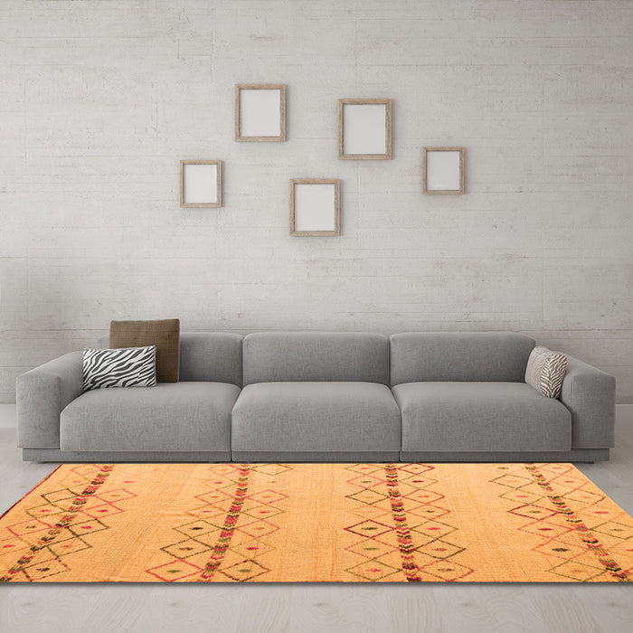 Machine Washable Solid Orange Modern Area Rugs in a Living Room, wshabs5074org