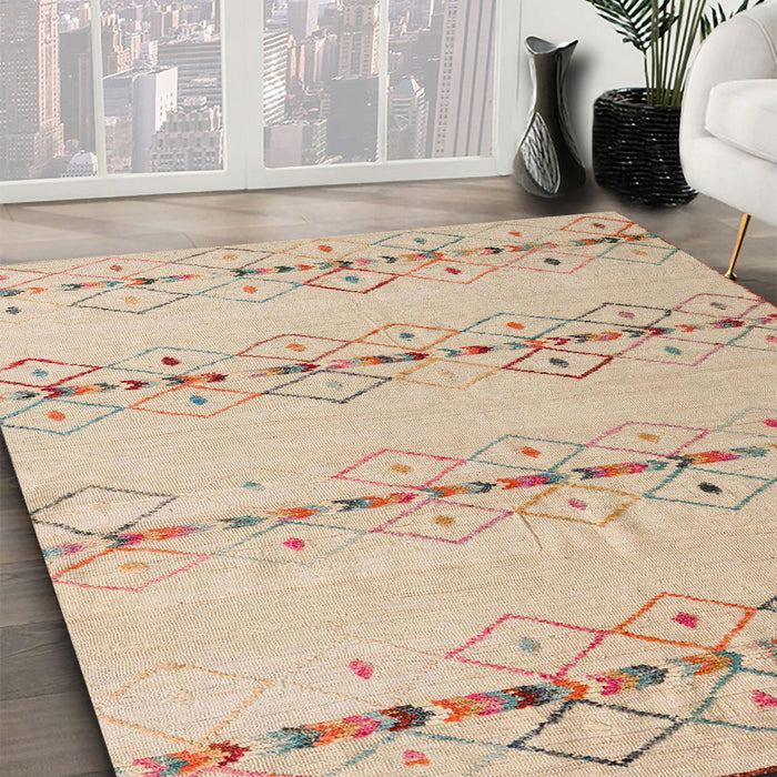 Machine Washable Abstract Light Copper Gold Rug in a Family Room, wshabs5074