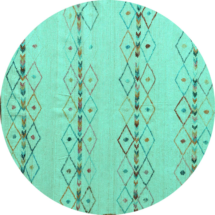 Round Solid Turquoise Modern Rug, abs5074turq