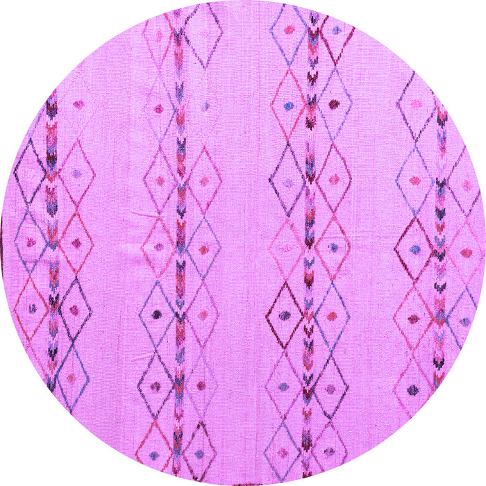 Round Machine Washable Solid Purple Modern Area Rugs, wshabs5074pur