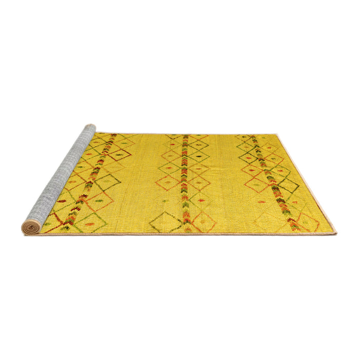 Sideview of Machine Washable Solid Yellow Modern Rug, wshabs5074yw