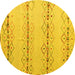 Round Solid Yellow Modern Rug, abs5074yw