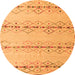 Round Machine Washable Solid Orange Modern Area Rugs, wshabs5074org