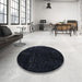 Round Machine Washable Abstract Black Rug in a Office, wshabs5075