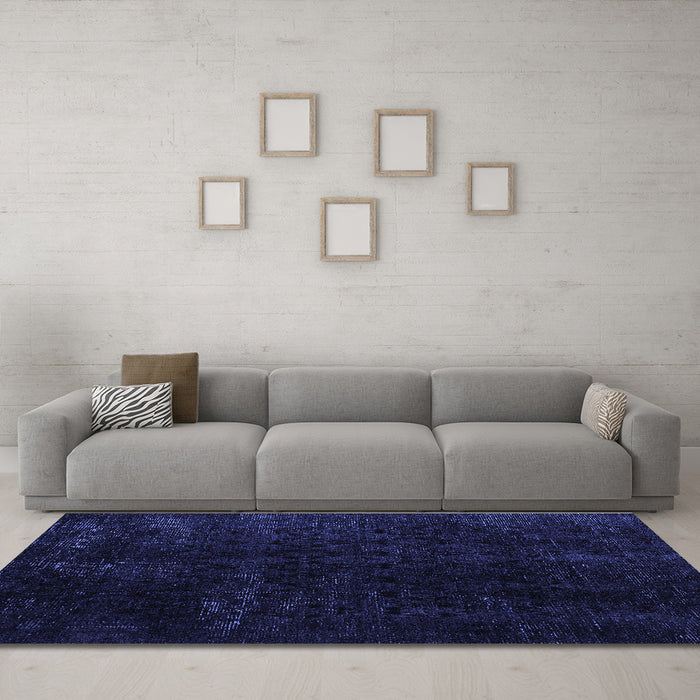 Machine Washable Abstract Blue Modern Rug in a Living Room, wshabs5075blu