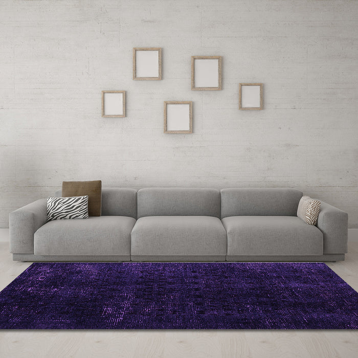 Machine Washable Abstract Purple Modern Area Rugs in a Living Room, wshabs5075pur
