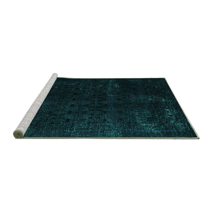 Sideview of Machine Washable Abstract Turquoise Modern Area Rugs, wshabs5075turq