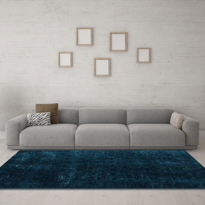 Machine Washable Abstract Light Blue Modern Rug in a Living Room, wshabs5075lblu