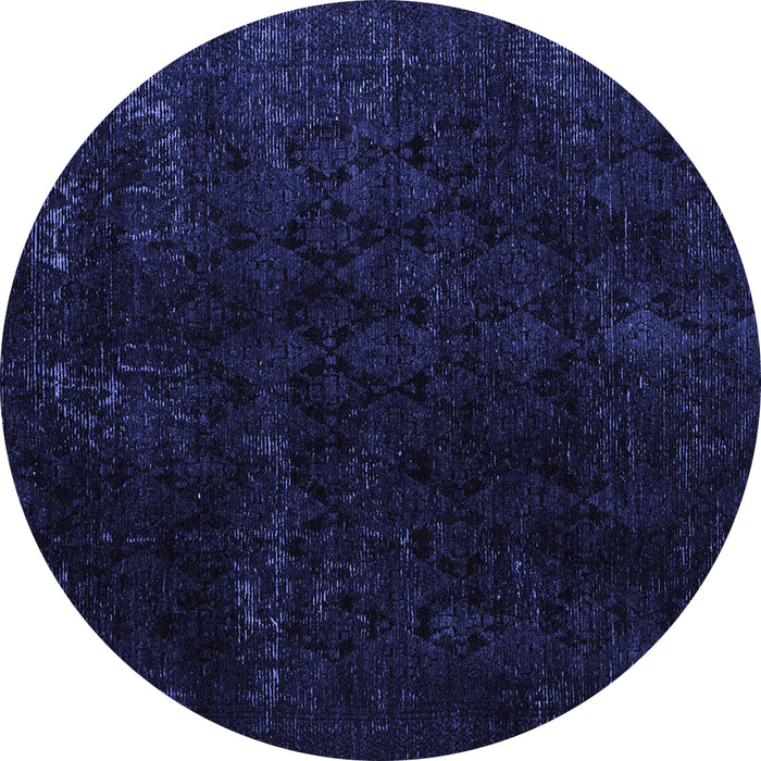 Round Abstract Blue Modern Rug, abs5075blu