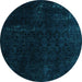 Round Abstract Light Blue Modern Rug, abs5075lblu