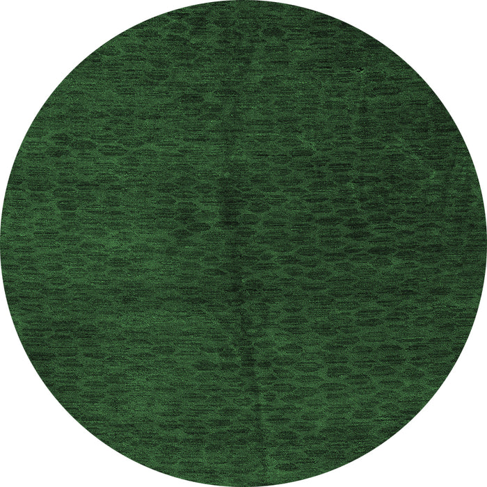 Round Machine Washable Abstract Emerald Green Modern Area Rugs, wshabs5076emgrn