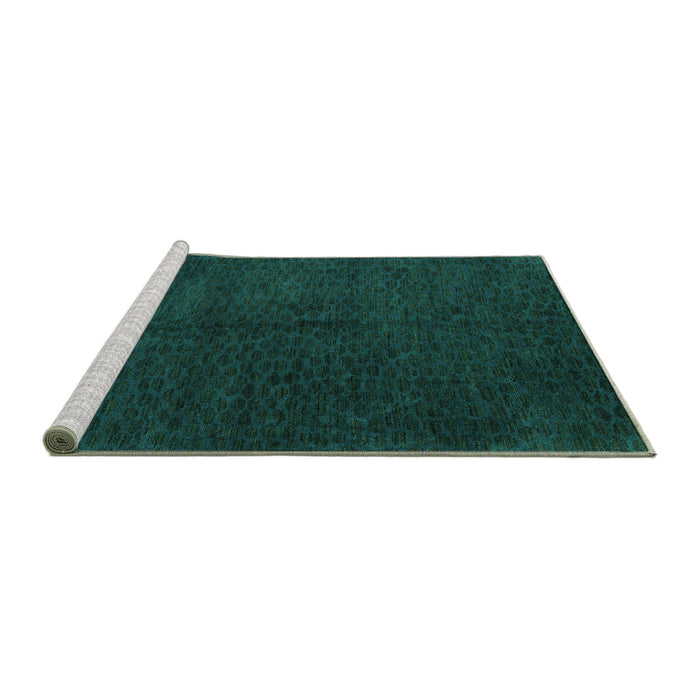 Sideview of Machine Washable Abstract Turquoise Modern Area Rugs, wshabs5076turq