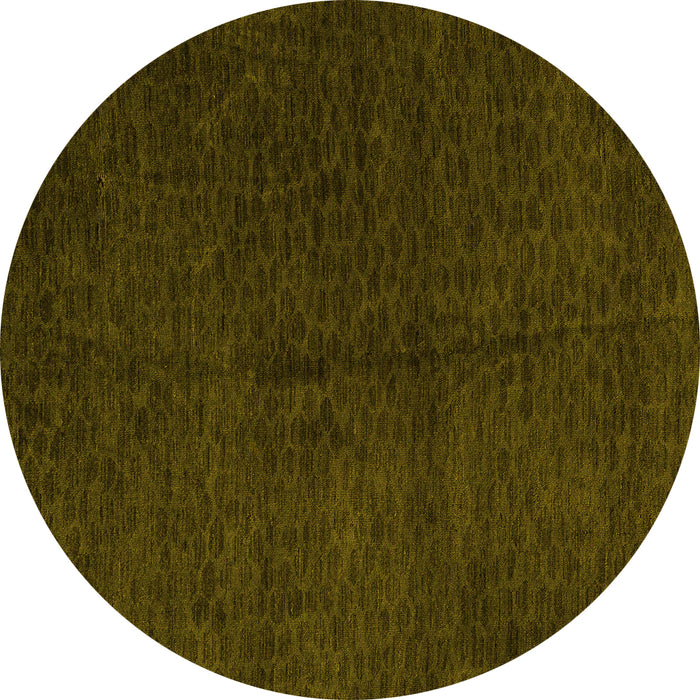 Round Machine Washable Abstract Yellow Modern Rug, wshabs5076yw