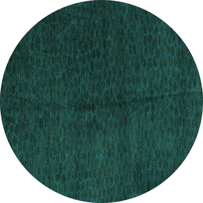 Round Machine Washable Abstract Turquoise Modern Area Rugs, wshabs5076turq