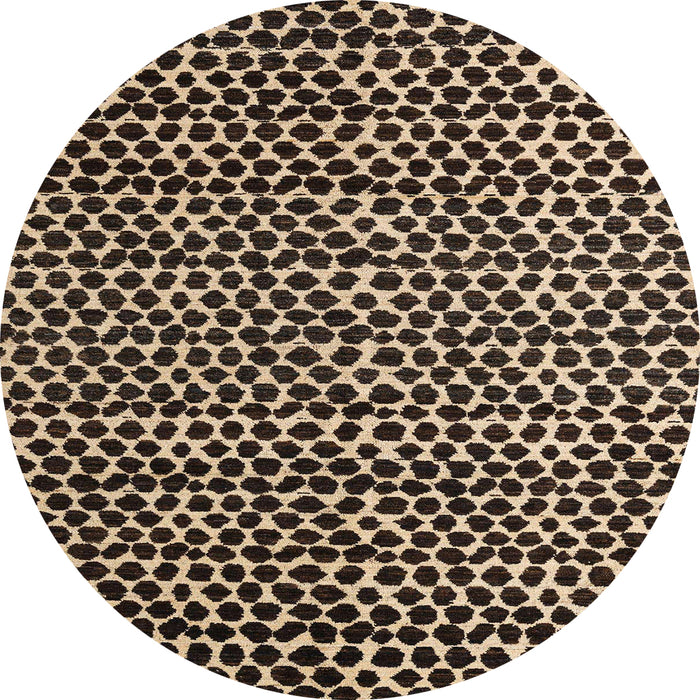 Round Abstract Camel Brown Modern Rug, abs5077