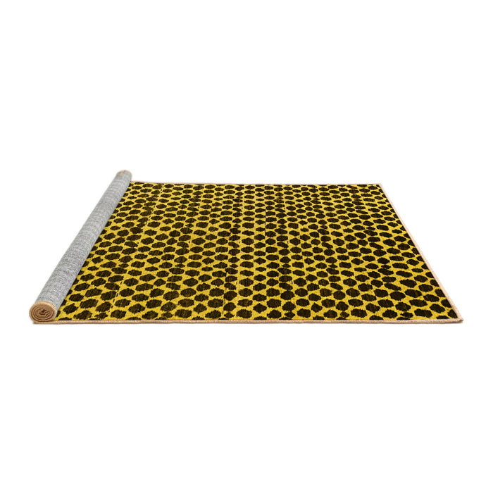 Sideview of Machine Washable Abstract Yellow Modern Rug, wshabs5077yw