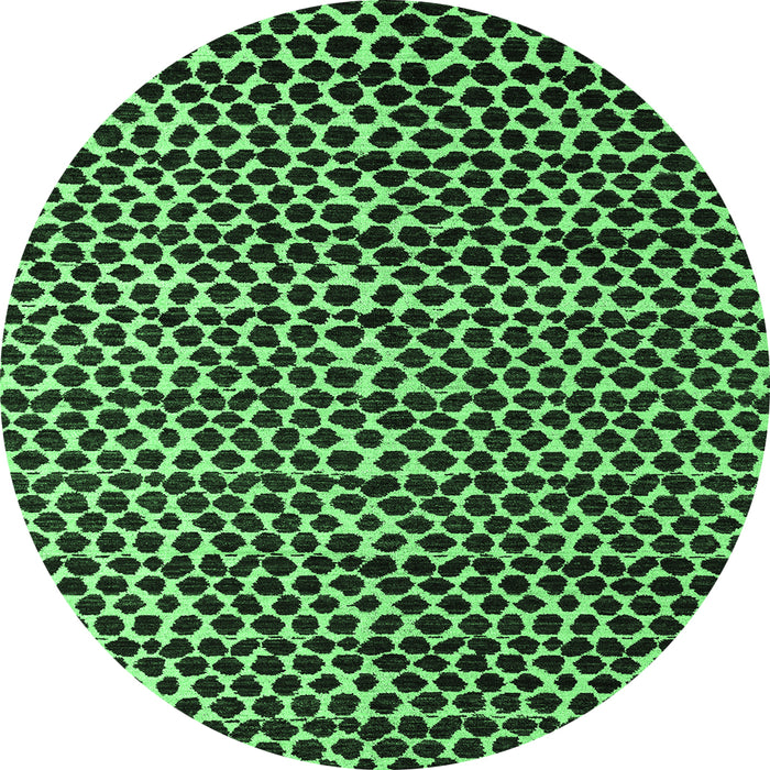 Round Machine Washable Abstract Emerald Green Modern Area Rugs, wshabs5077emgrn