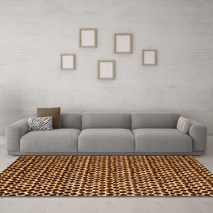 Machine Washable Abstract Orange Modern Area Rugs in a Living Room, wshabs5077org