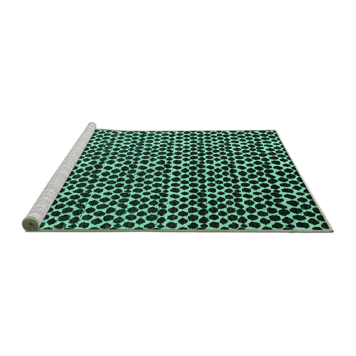 Sideview of Machine Washable Abstract Turquoise Modern Area Rugs, wshabs5077turq