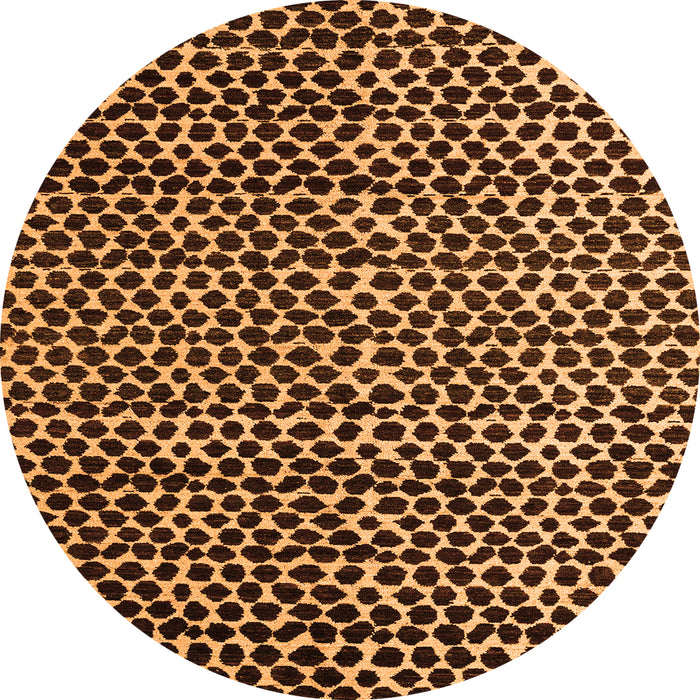 Round Machine Washable Abstract Orange Modern Area Rugs, wshabs5077org