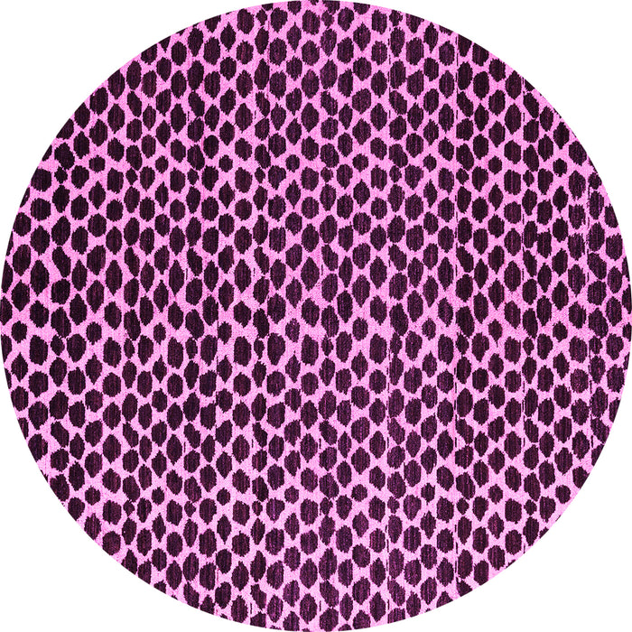 Round Abstract Pink Modern Rug, abs5077pnk