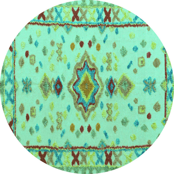 Round Oriental Turquoise Traditional Rug, abs5078turq