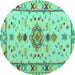 Round Oriental Turquoise Traditional Rug, abs5078turq