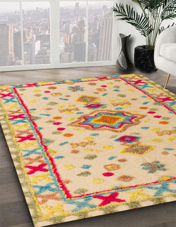 Machine Washable Abstract Bronze Brown Rug in a Family Room, wshabs5078