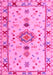 Machine Washable Oriental Pink Traditional Rug, wshabs5078pnk