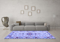 Machine Washable Oriental Blue Traditional Rug, wshabs5078blu