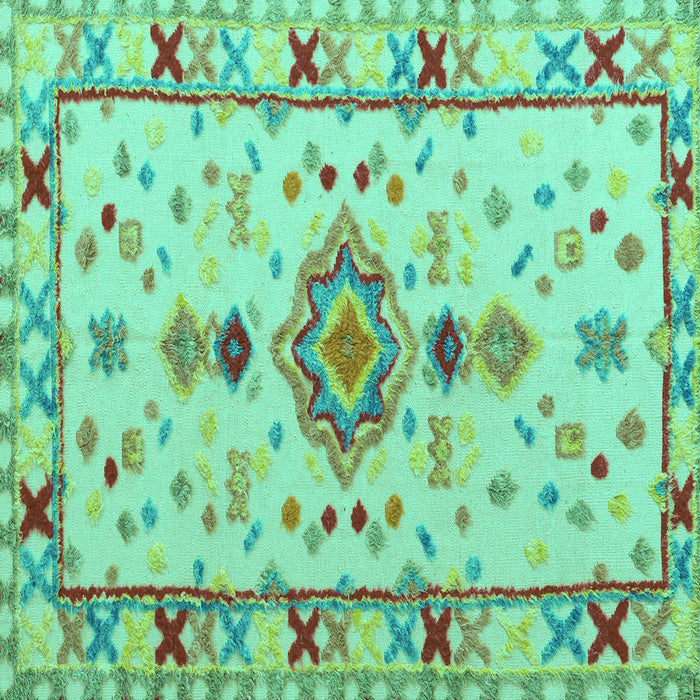 Square Machine Washable Oriental Turquoise Traditional Area Rugs, wshabs5078turq