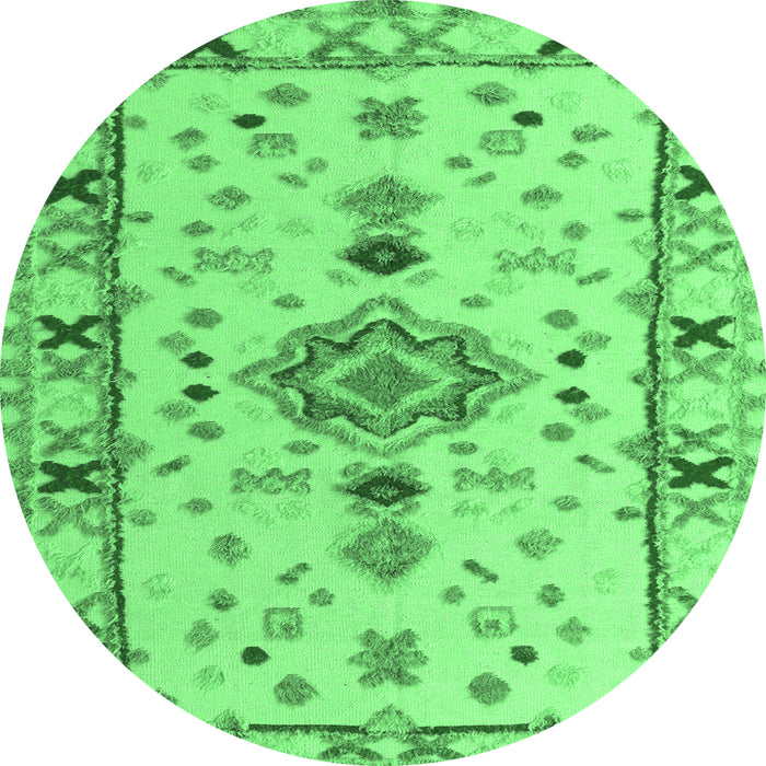 Round Machine Washable Oriental Emerald Green Traditional Area Rugs, wshabs5078emgrn