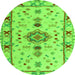 Round Oriental Green Traditional Rug, abs5078grn