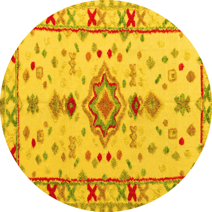 Round Oriental Yellow Traditional Rug, abs5078yw