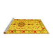 Sideview of Machine Washable Oriental Yellow Traditional Rug, wshabs5078yw