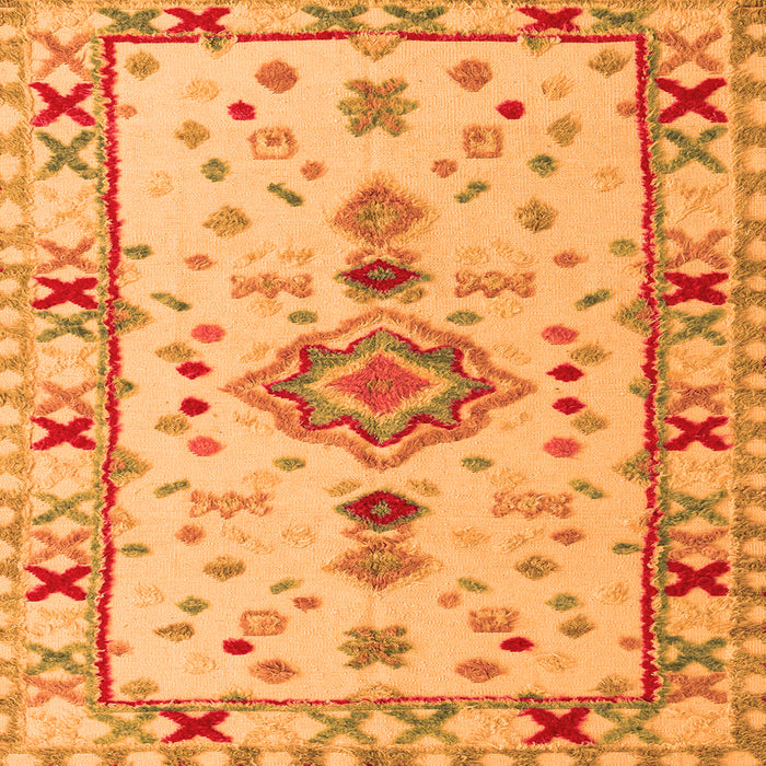 Square Machine Washable Oriental Orange Traditional Area Rugs, wshabs5078org