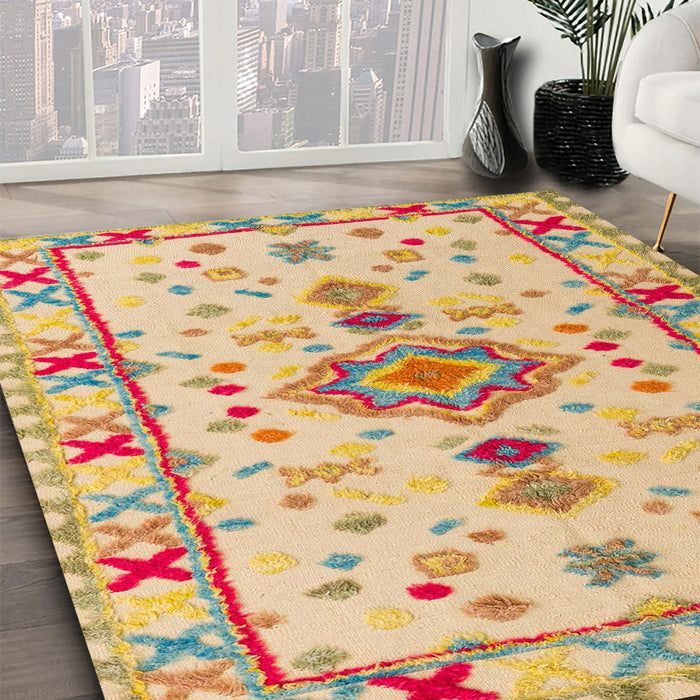 Abstract Bronze Brown Oriental Rug in Family Room, abs5078