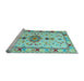 Sideview of Machine Washable Oriental Light Blue Traditional Rug, wshabs5078lblu