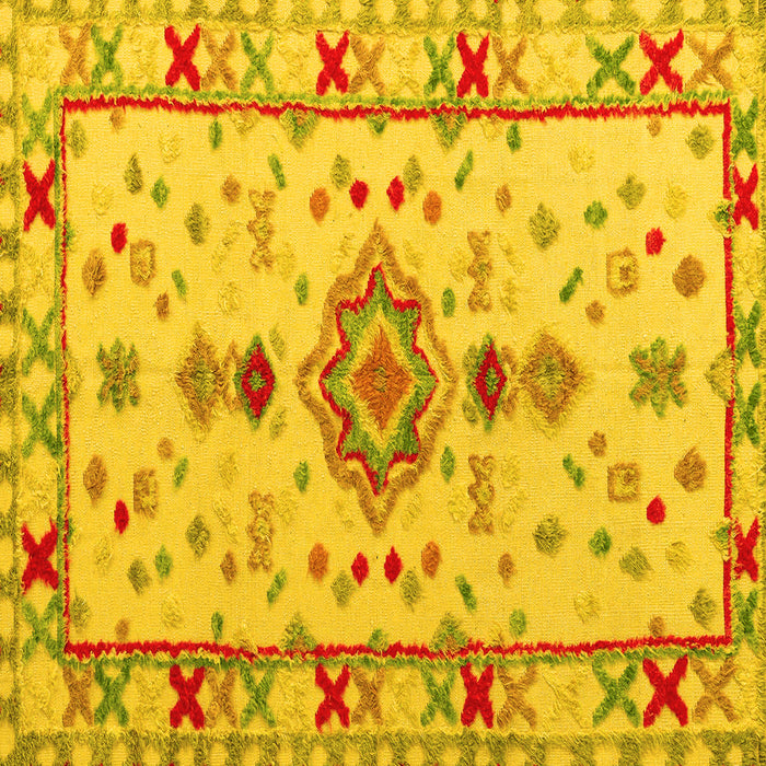 Square Machine Washable Oriental Yellow Traditional Rug, wshabs5078yw