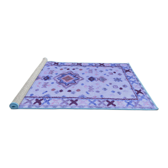 Sideview of Machine Washable Oriental Blue Traditional Rug, wshabs5078blu