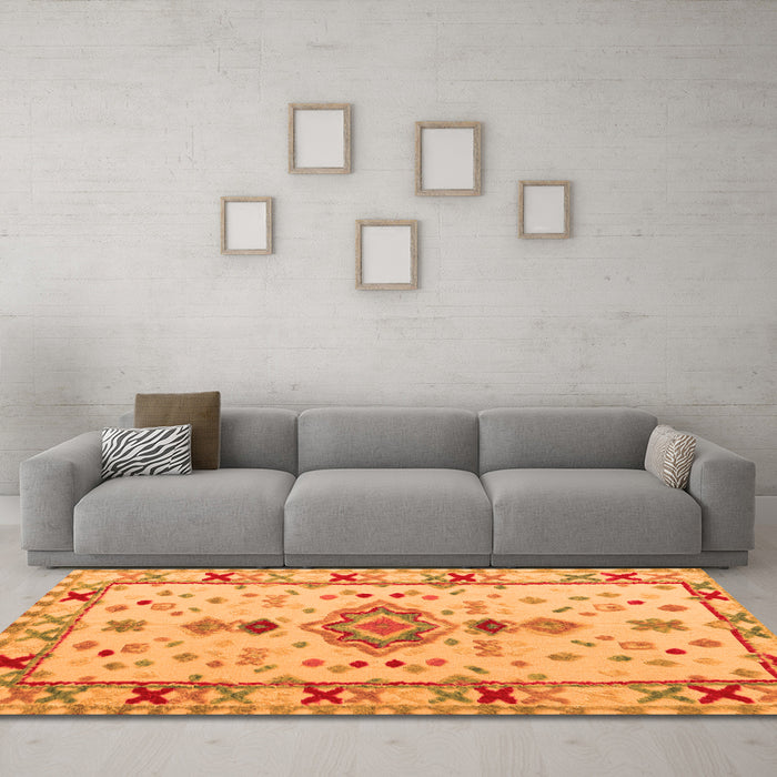 Machine Washable Oriental Orange Traditional Area Rugs in a Living Room, wshabs5078org