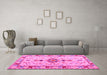 Machine Washable Oriental Pink Traditional Rug in a Living Room, wshabs5078pnk