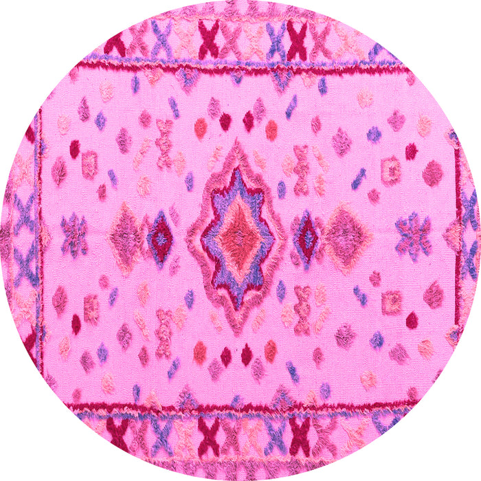 Round Oriental Pink Traditional Rug, abs5078pnk