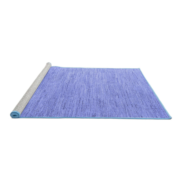 Sideview of Machine Washable Solid Blue Modern Rug, wshabs5079blu