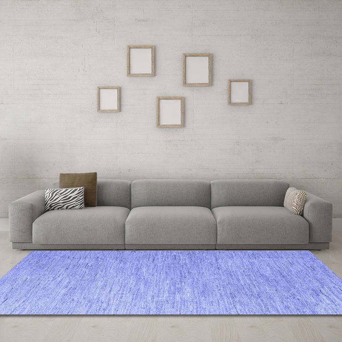 Machine Washable Solid Blue Modern Rug in a Living Room, wshabs5079blu