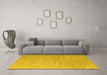 Machine Washable Solid Yellow Modern Rug in a Living Room, wshabs5079yw