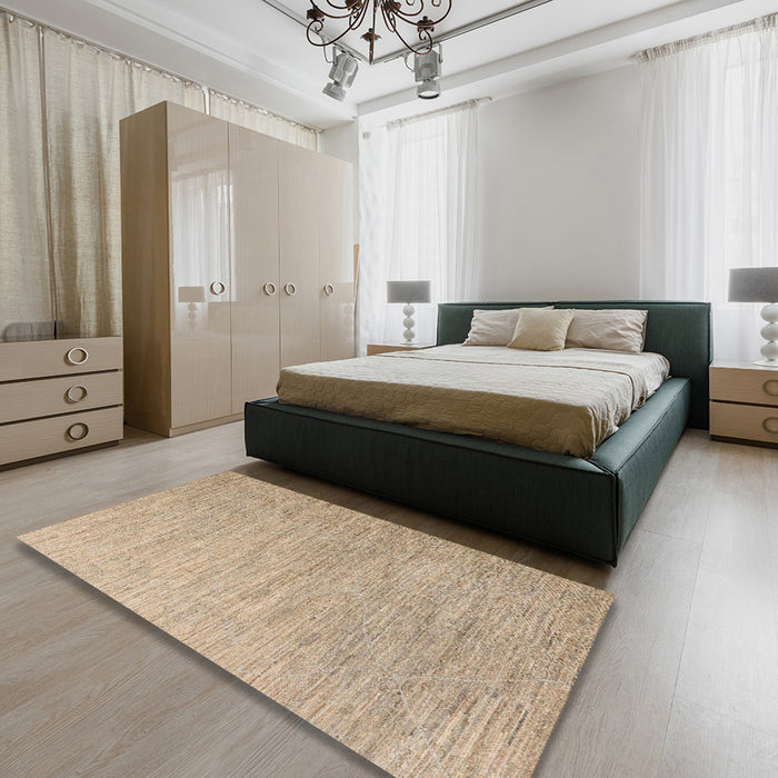 Machine Washable Abstract Orange Brown Rug in a Bedroom, wshabs5079